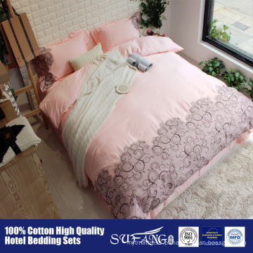 40 * 40 S 200TC 100% Algodão bordado luz rosa uso doméstico rendas Design de roupa de cama